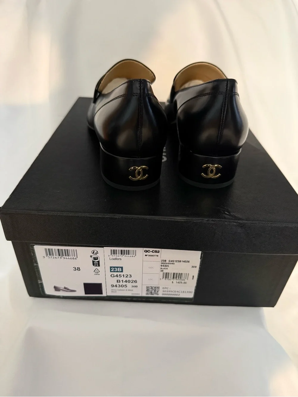 Chanel Black Leather Logo Strap women’s Loafers